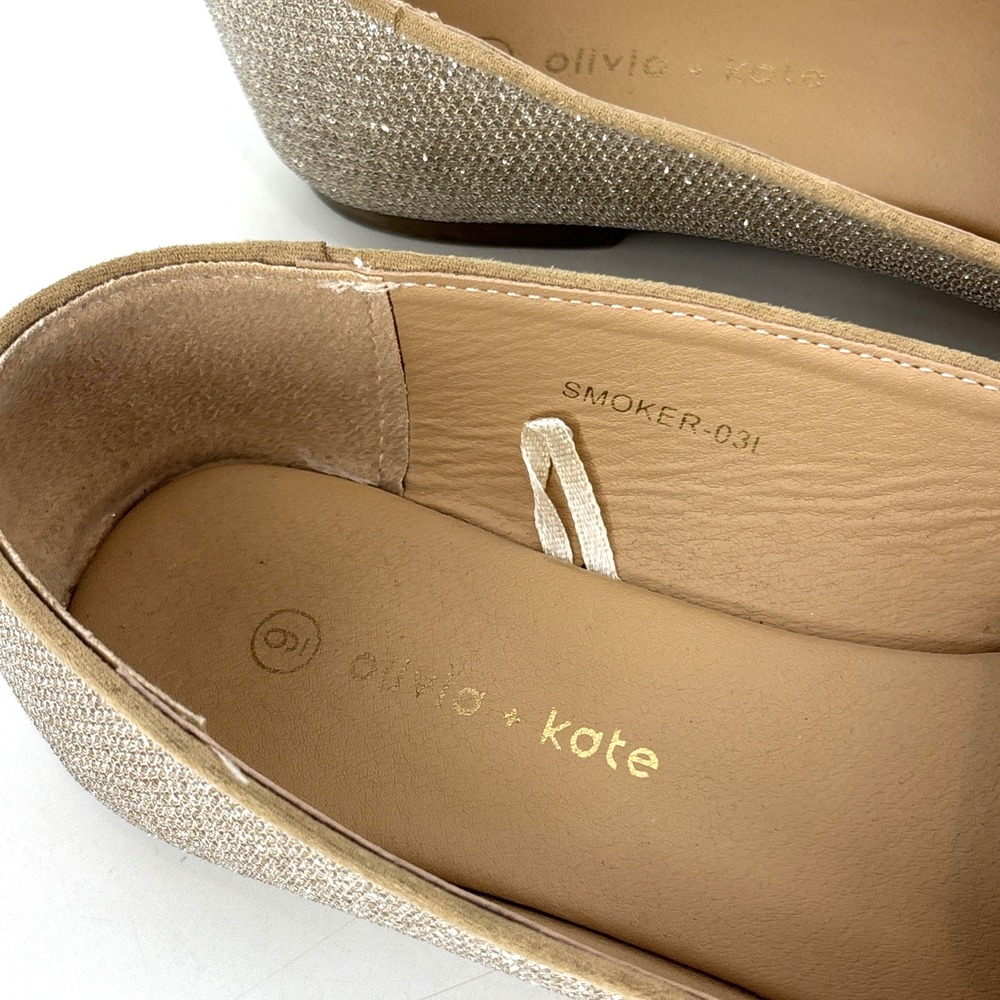 Olivia & Kate Women's Smoking Flat Gold Sparkle Glitter Size 9 Slip On SOLD OUT! - Picture 7 of 10